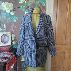 Old Navy Black & White Plaid Relaxed Coat / Blazer – Size L